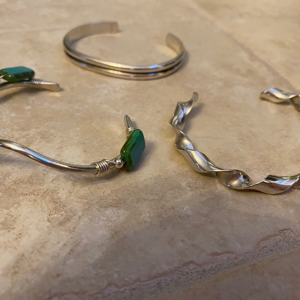3 sterling silver cuff bracelets